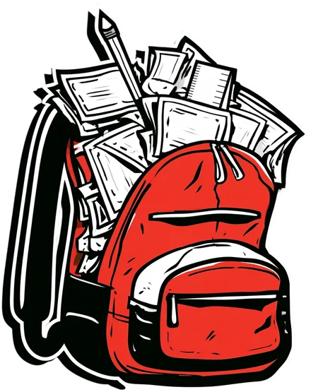 A school backpack stuffed with coupons